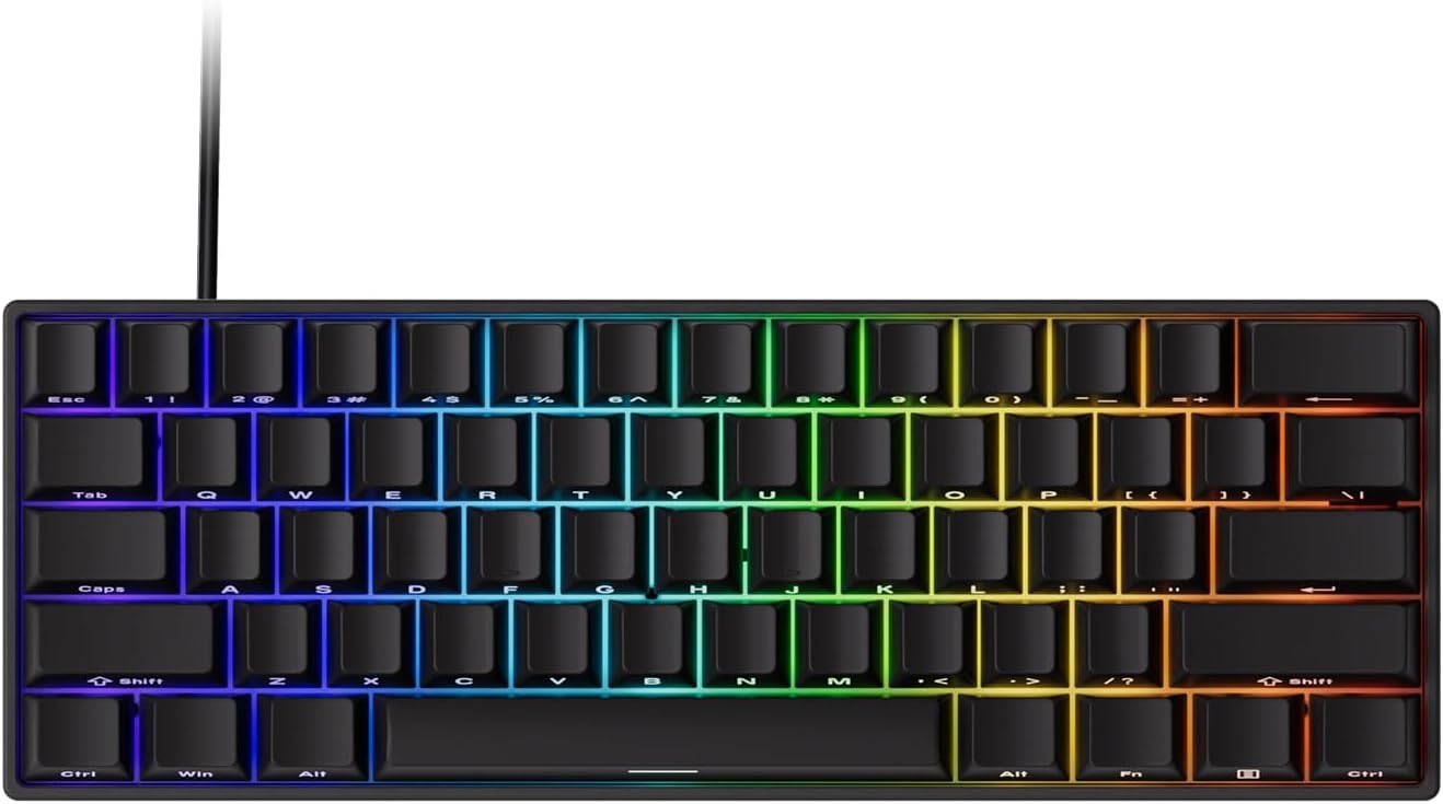 Teclado Mecânico Gamer Magnético Akko x Monsgeek Fun60 Pro SP Preto 8k Switch Akko Glare Linear AKKO01-00005-BLK