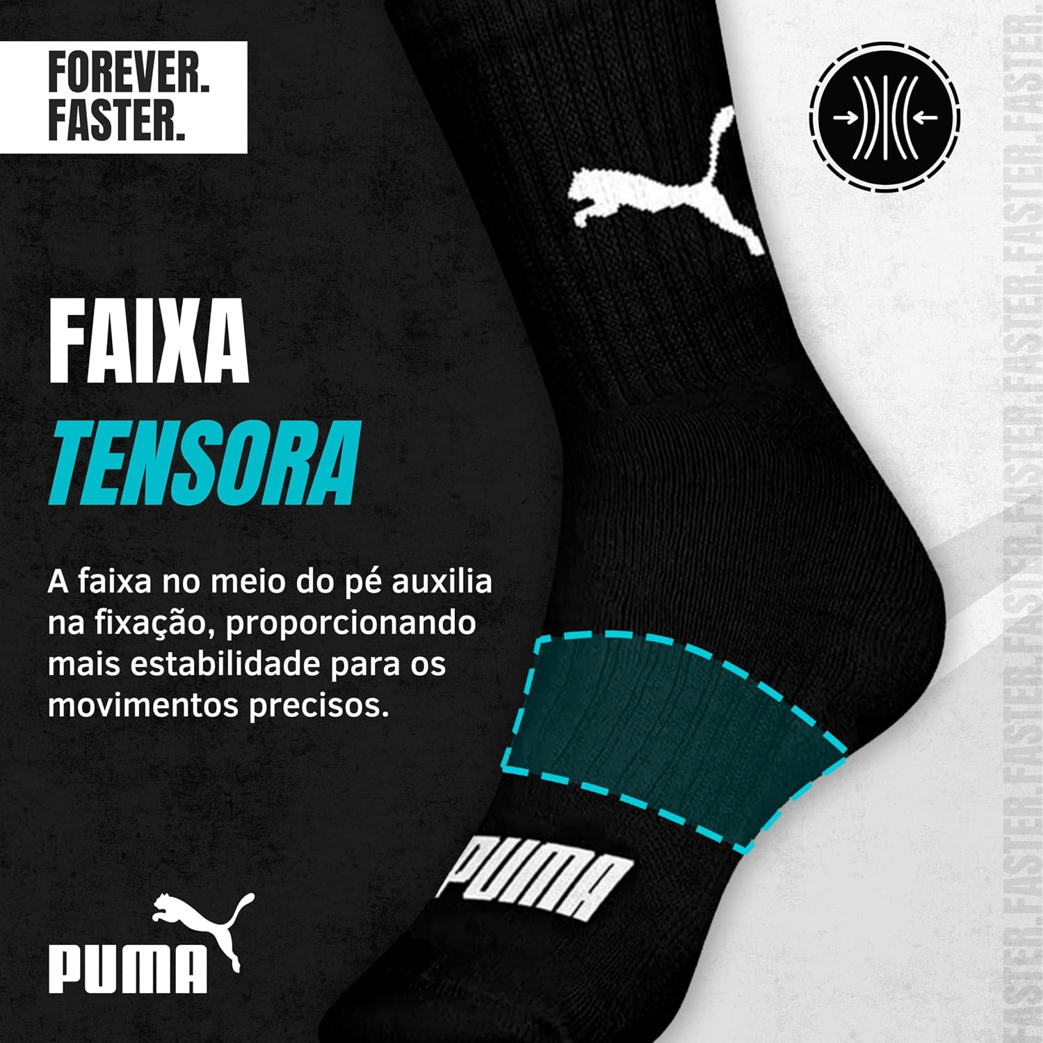 Kit 6 Pares Meia Cano Médio Alto Atoalhada Esportiva Algodão Masculina Feminina Unissex Adulto Academia Dia a Dia Puma