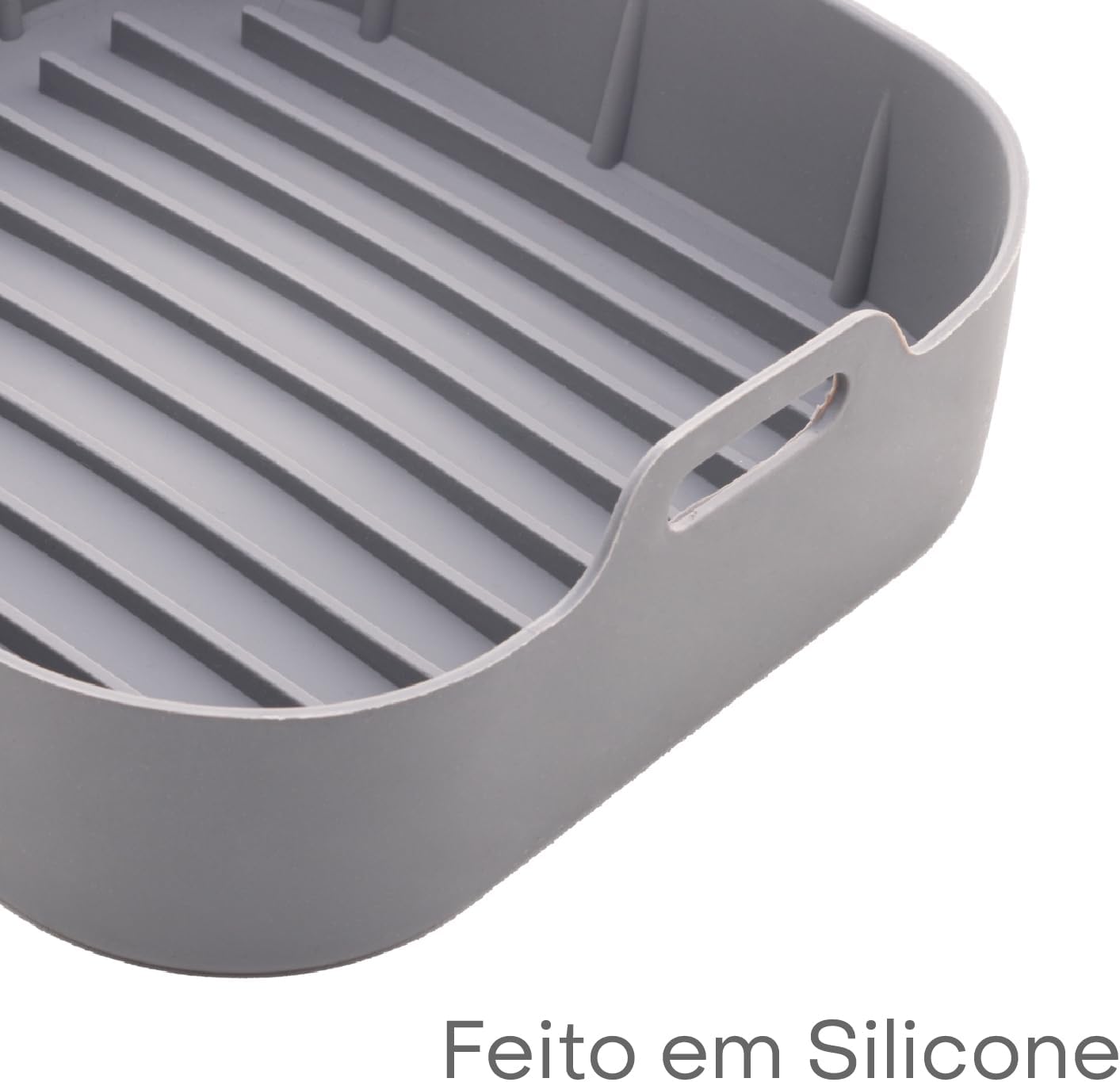 LYOR - Forma Quadrada de Silicone para Air Fryer Cinza 20Cm x 7Cm