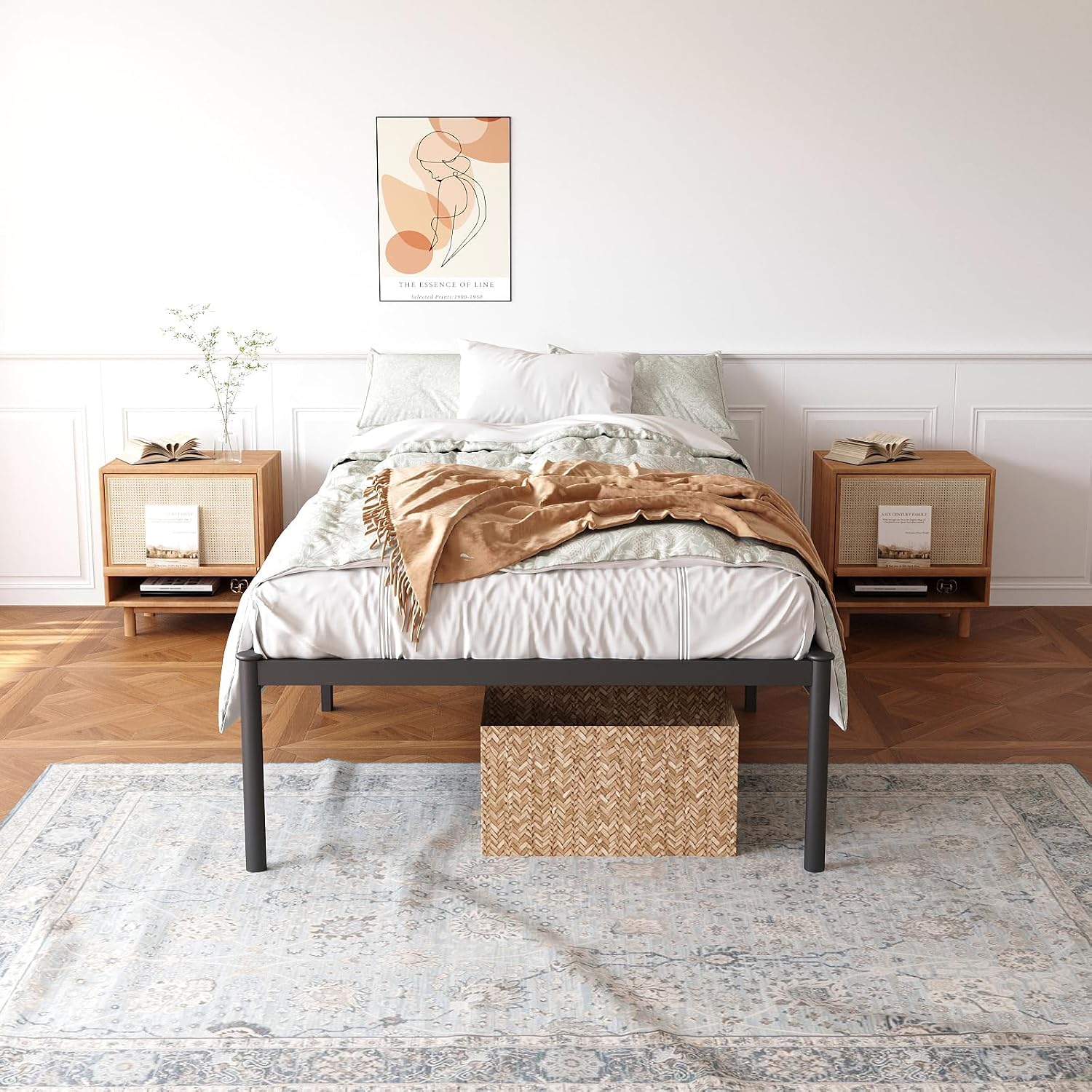 Estrutura De Cama De Metal, Não Precisa de Box Spring,Com Espaço De Armazenamen Cor Preto (TWIN)