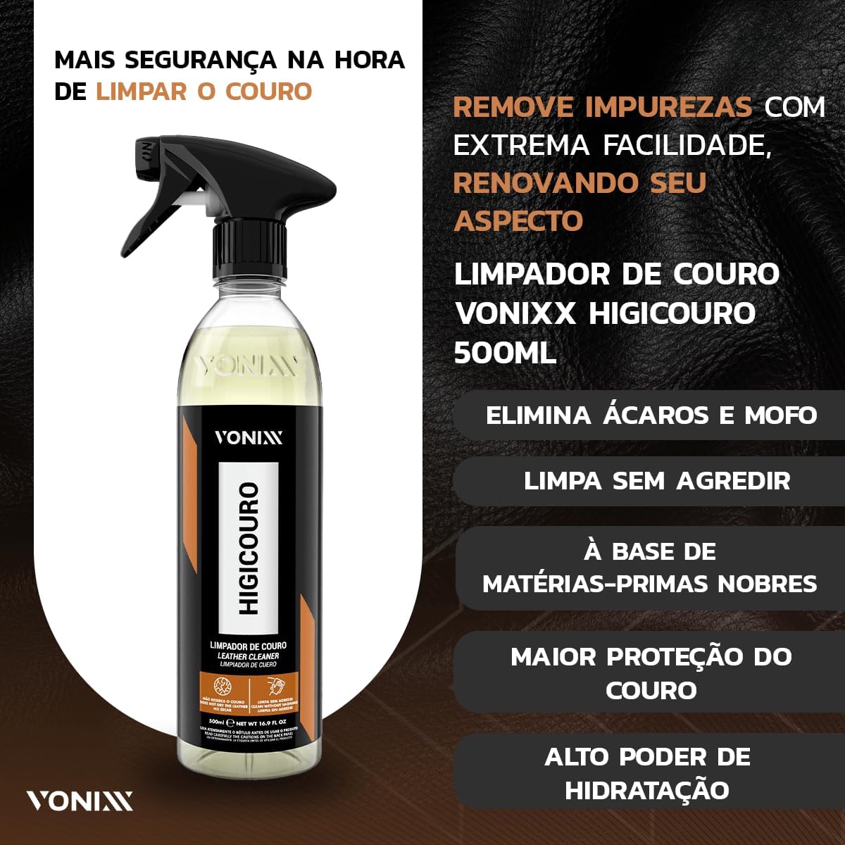 Kit Limpeza e Hidratação de Couro Hidracouro Higicouro Vonixx