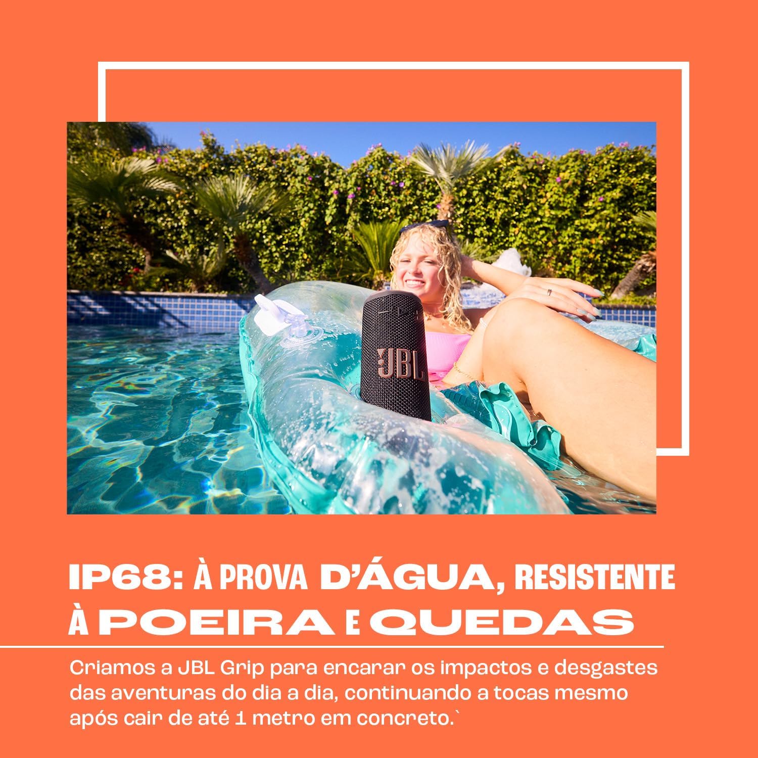 JBL, Caixa de Som, Grip, 16 W RMS, Com Playtime Boost, IP68, Portátil - Preto