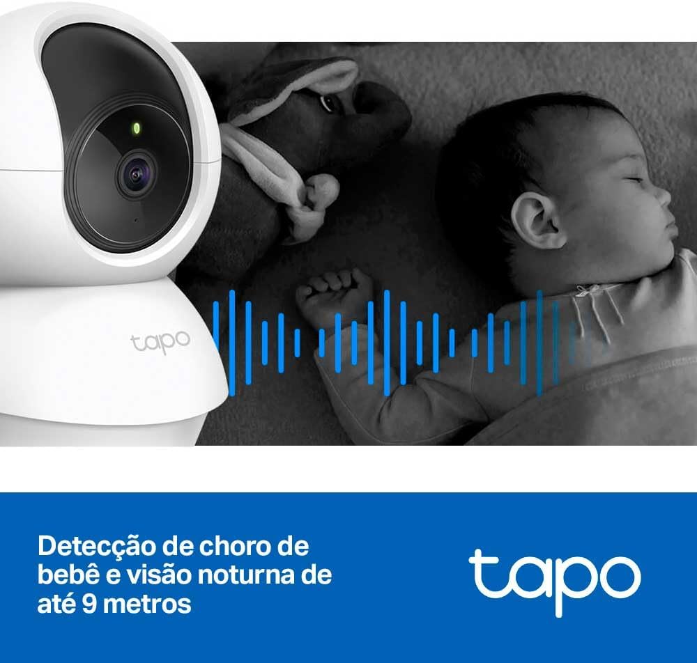 TP-Link Tapo C200, Camera de Segurança Wi-Fi 360º, 1080p Full HD, Visão Noturna, Audio de duas vias, Detecção de Movimentos, Trabalha com Alexa, 512G, Armazenamento na Nuvem