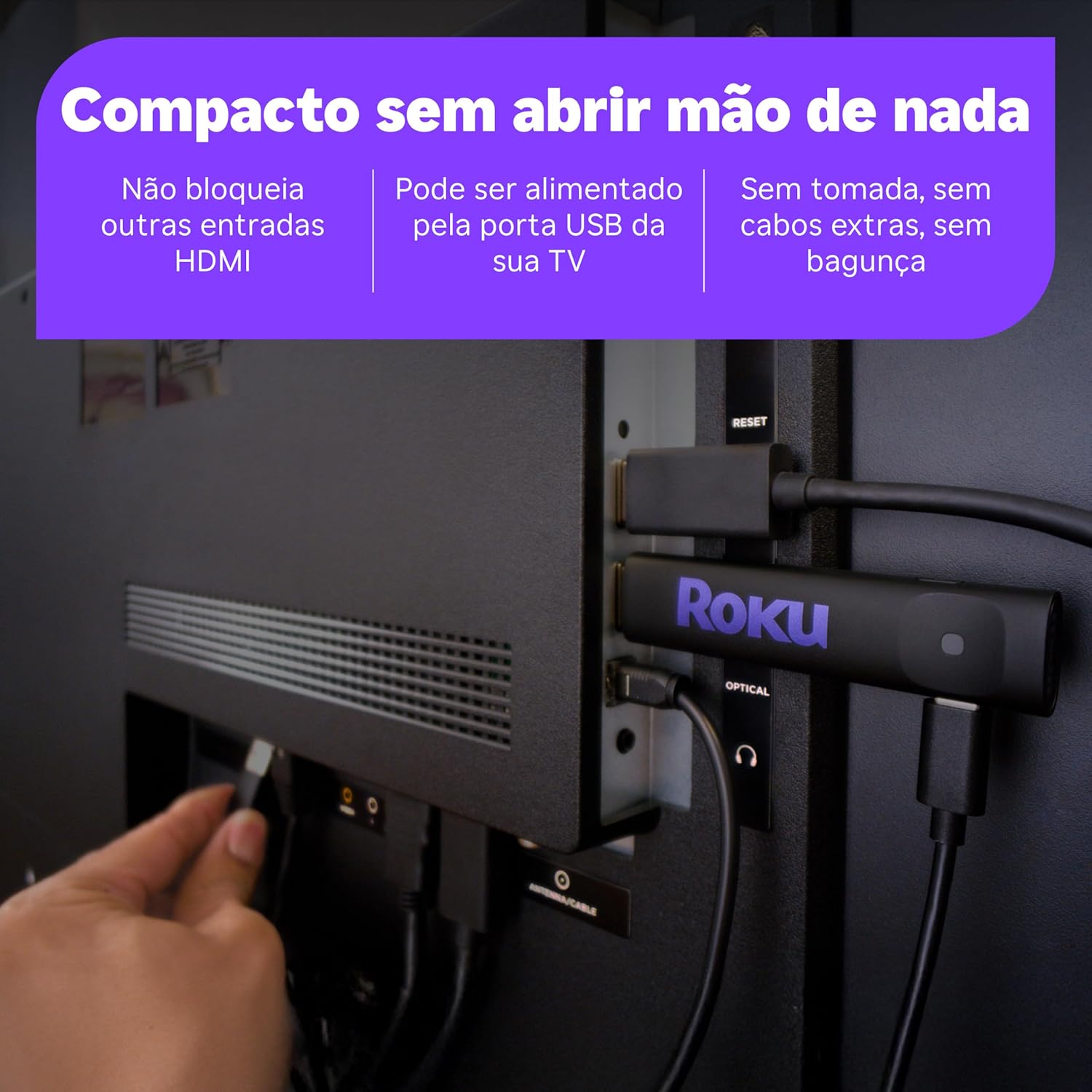 Roku Streaming Stick HD 2025 | Dispositivo de streaming para TV HD/FHD com controle remoto por comando de voz compatível com Alexa, Siri e Google