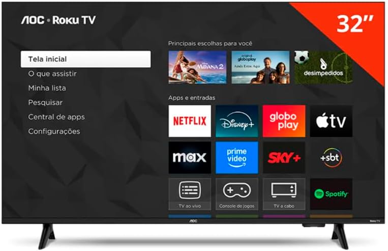 Smart TV LCD LED 32" AOC 32S5155/78G - Wi-Fi, HD, Quad Core, Dolby Áudio, 60 Hz