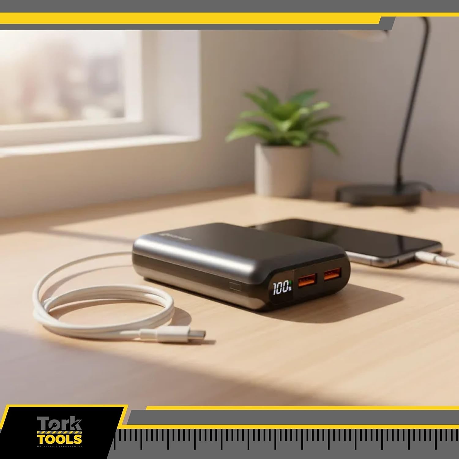 Geonav Power Bank, Carregador Portátil Universal 20.000mAh, USB-A (até 18W) + USB-C (até 20W), Compacto, Carregamento Rápido, Pass Through, Led Indicador de Bateria, PB20K20WSG, Cinza espacial
