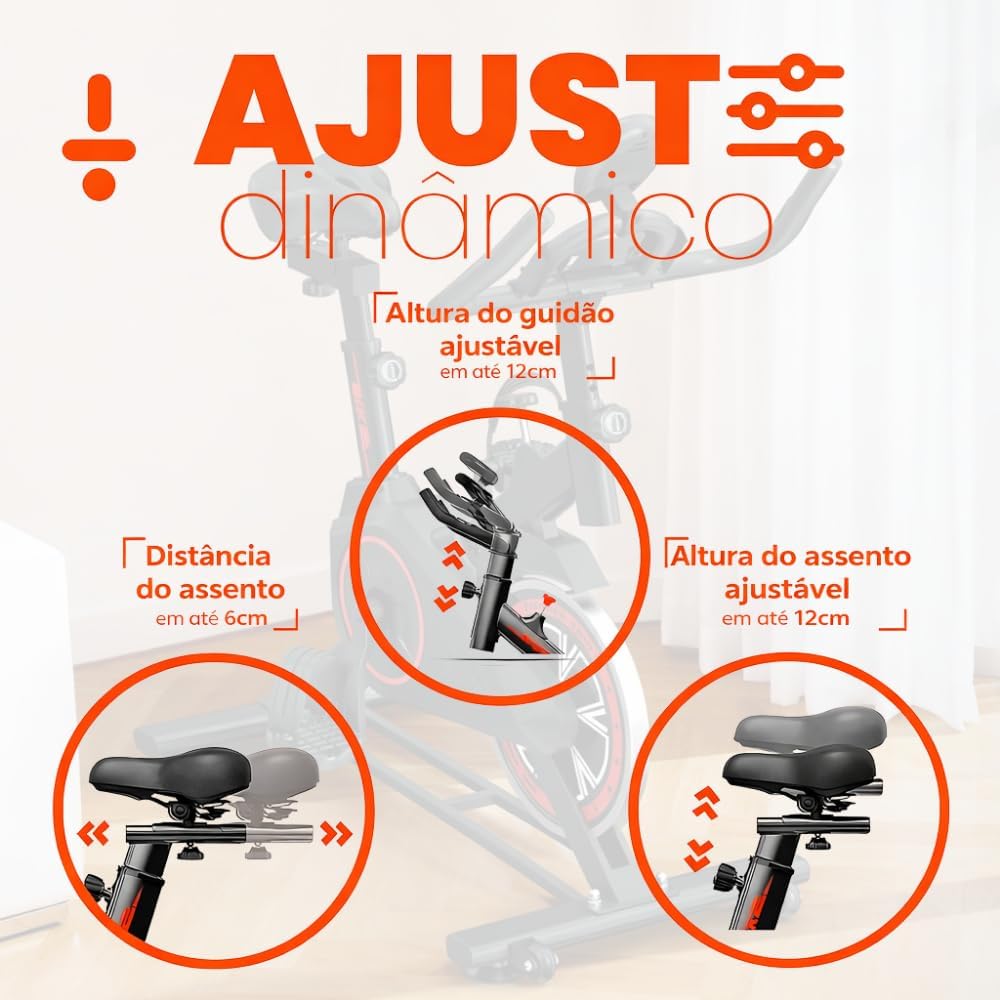 Bicicleta Ergométrica Bike Spinning para Treino em Casa e Academia, Silenciosa, Ajustável e Confortável, Ideal para Cardio e Emagrecimento – Linha Fitness Premium