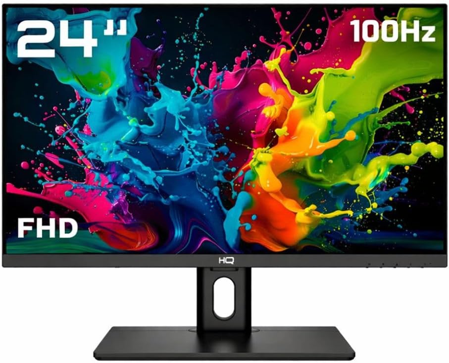 Monitor HQ Pro 24” LED, 100Hz Full HD, Ergonômico, Ajuste de Altura e Rotação, frameless, HDMI + DP – HQ24AJ100