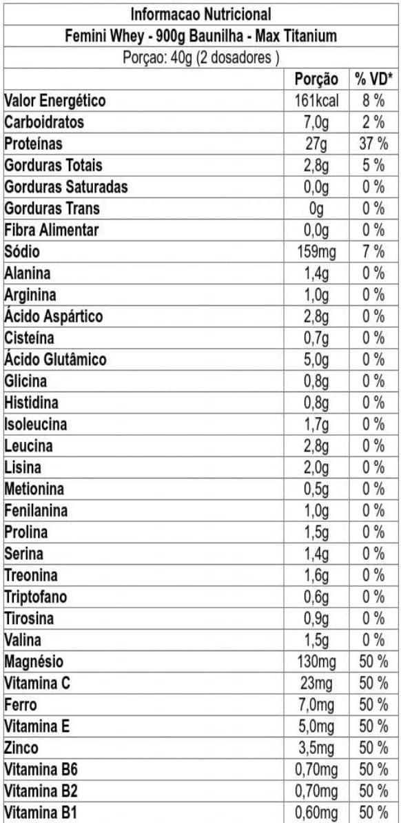 Max Titanium Femini Whey Baunilha 900G