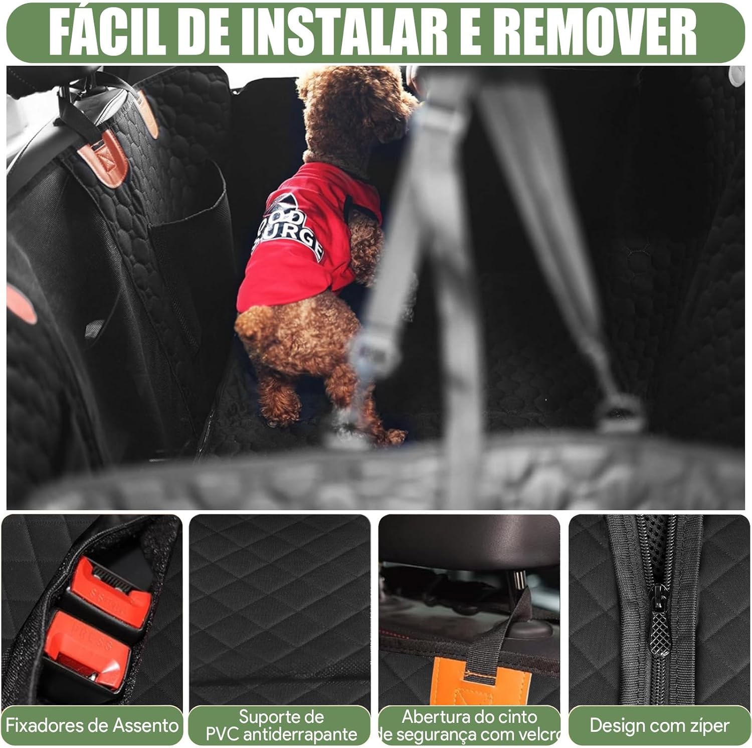 INSMEER Capa Protetora Carro Pet, Proteção 7 em 1 - À Prova D'água, Fundo Rígido, Resistente Ao Desgaste, Lavável À Máquina, Ajuste Universal, Cinto de Segurança e Design de Rede.