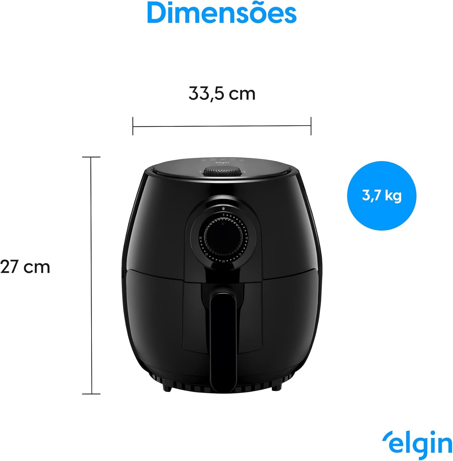 Fritadeira Elétrica Quick Fryer Elgin 4 Litros Preta com cesta removível 220V - Airfryer