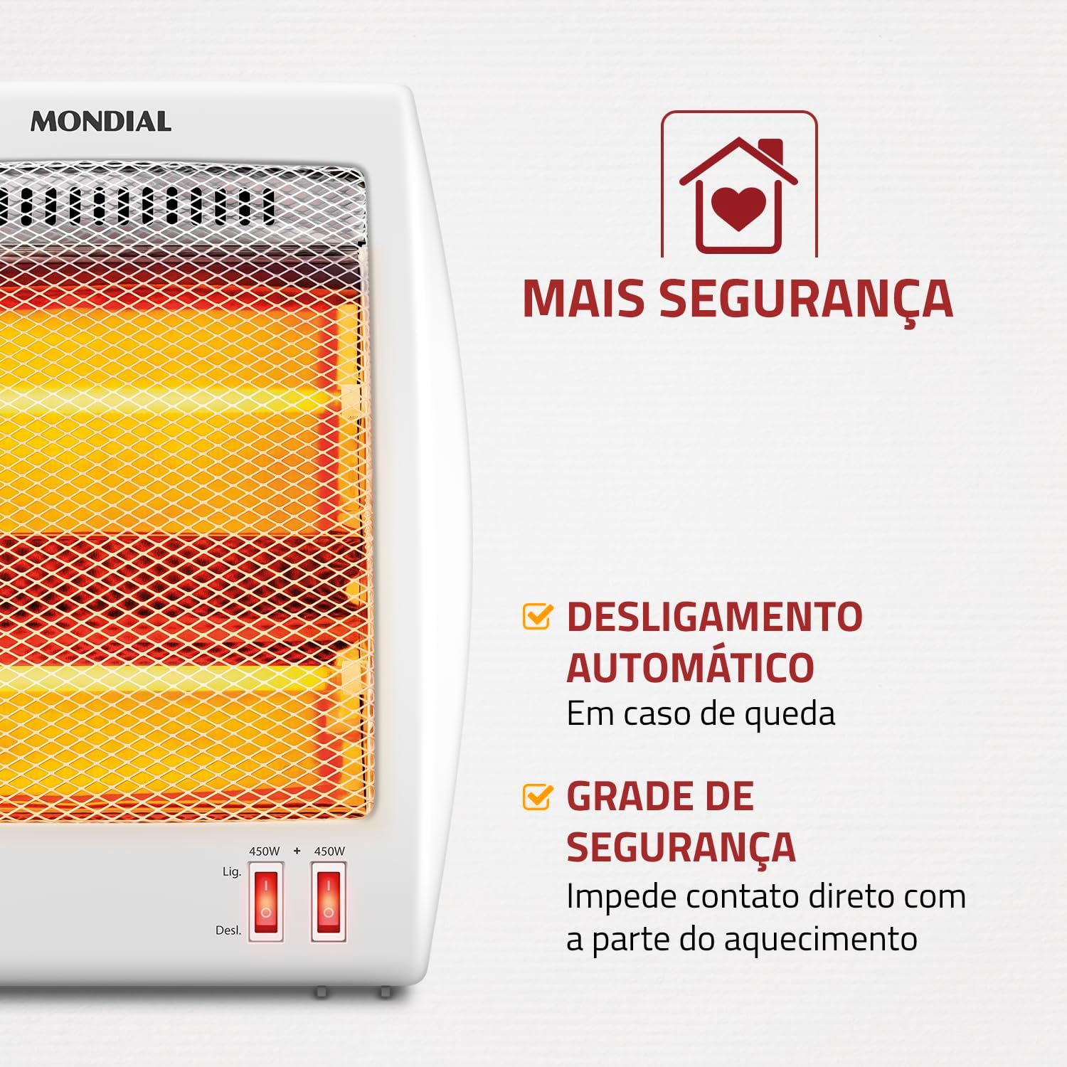 MONDIAL Aquecedor Quartzo Comfort Air III, Branco/Cinza, 900W, 110V - A-16