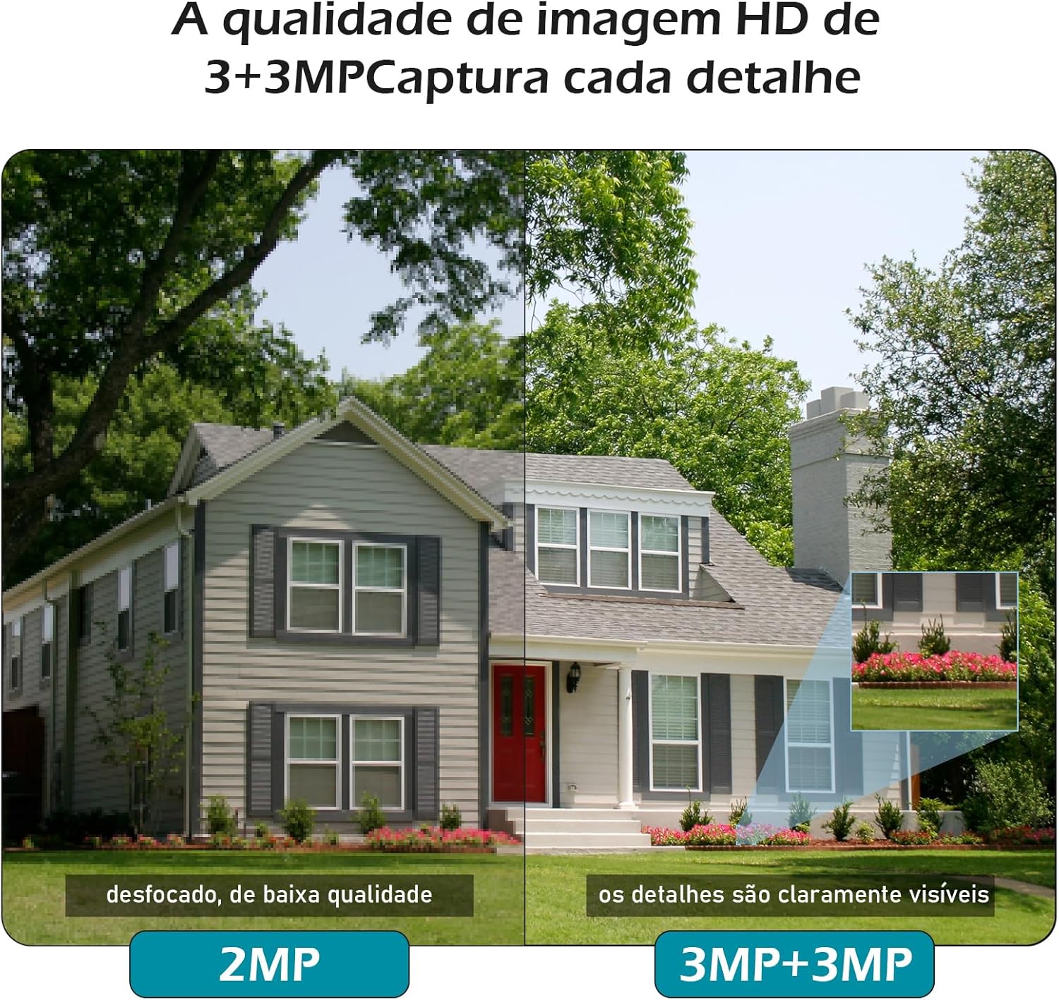 Câmera IP Sem Fio de Segurança Externa HD 3MP, Câmera de Visão Noturna Infravermelha WiFi, Dupla Lente Grande Angular, IP66 à Prova D'água e à Prova de Poeira, Chamada de Voz Bidirecional, Preto