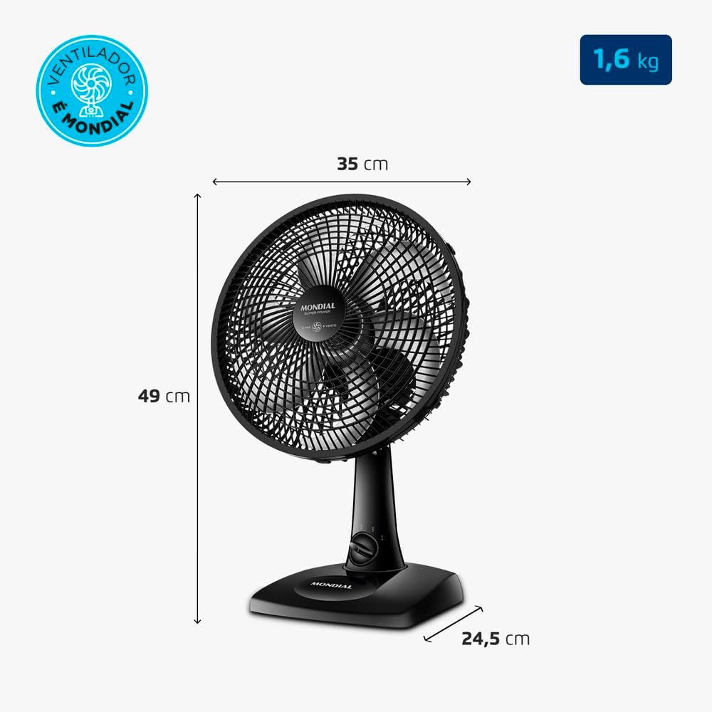 MONDIAL Ventilador de Mesa 30cm Super Power, Preto, 60W, 220V - VSP-30-B