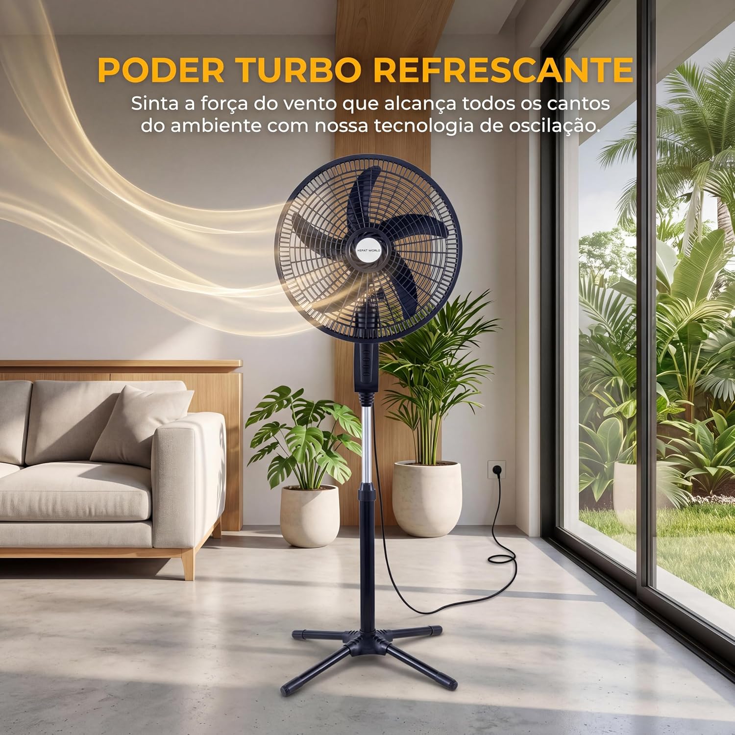 HEPTA WORLD Ventilador de Coluna, Resfriamento, Silencioso, Design Slim para Casa Escritório (PRETO, 220V, 101)