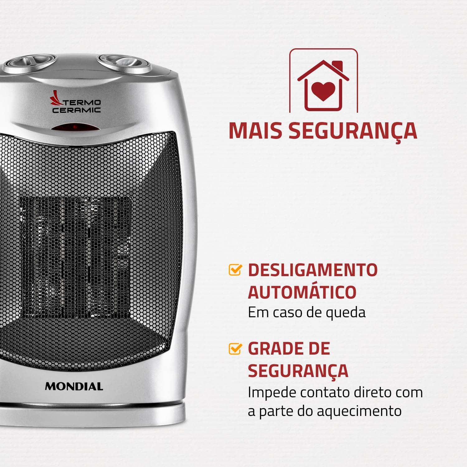 Aquecedor Termo Ceramic, Mondial, Preto/Prata, 1500W, 110V - A-05