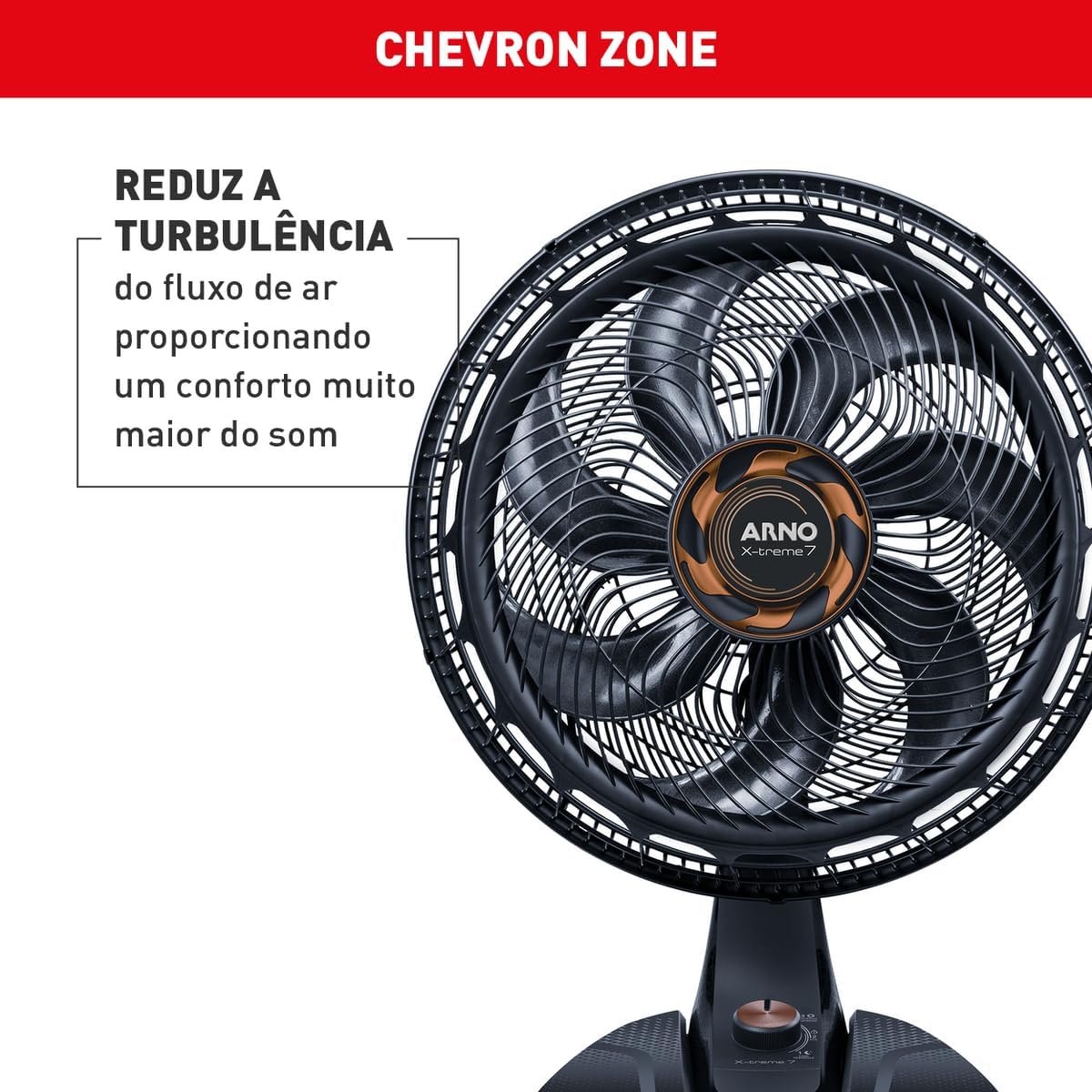 Ventilador de Mesa Arno X-TREME 7 Cinza 40cm VE71, 150W, 7 Pás, 3 Velocidades, Oscilação 80º, Power Zone, Modo Noturno Silencioso, 220V