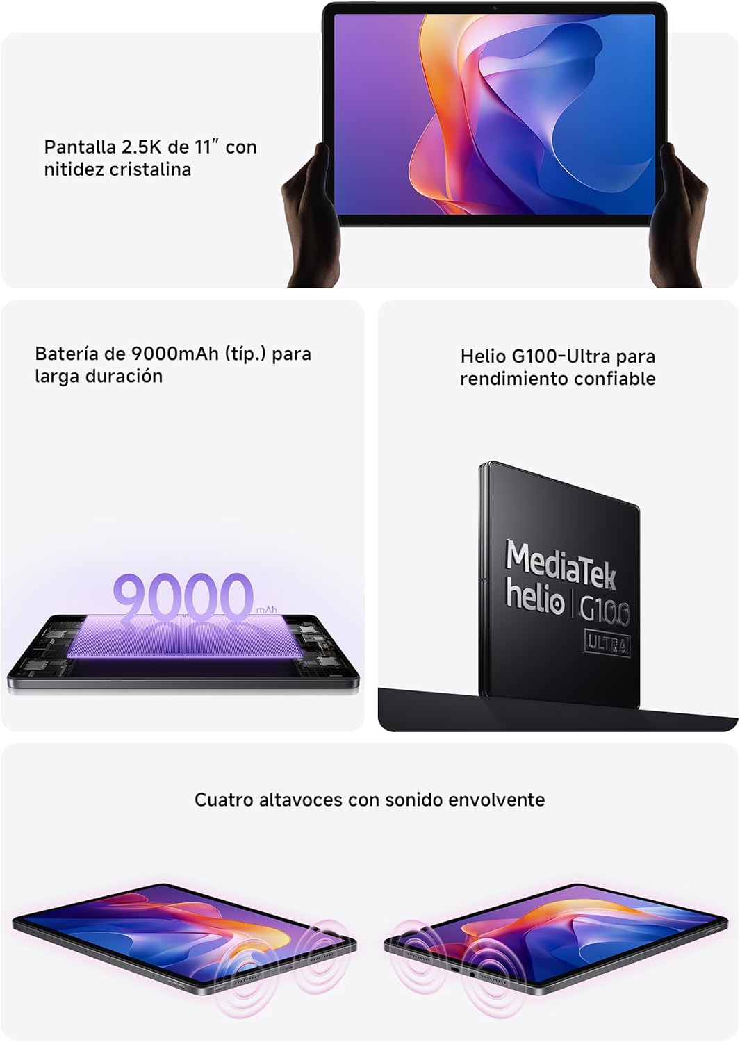Xiaomi Redmi Pad 2 apenas WiFi (sem chamadas ou texto) 27.9 cm 2.5K Octa Core 4 alto-falantes ROM global 9000mAh Bluetooth 5.3 8MP modelo 25040RP0AL (cinza grafite, 256 GB + 8 GB)