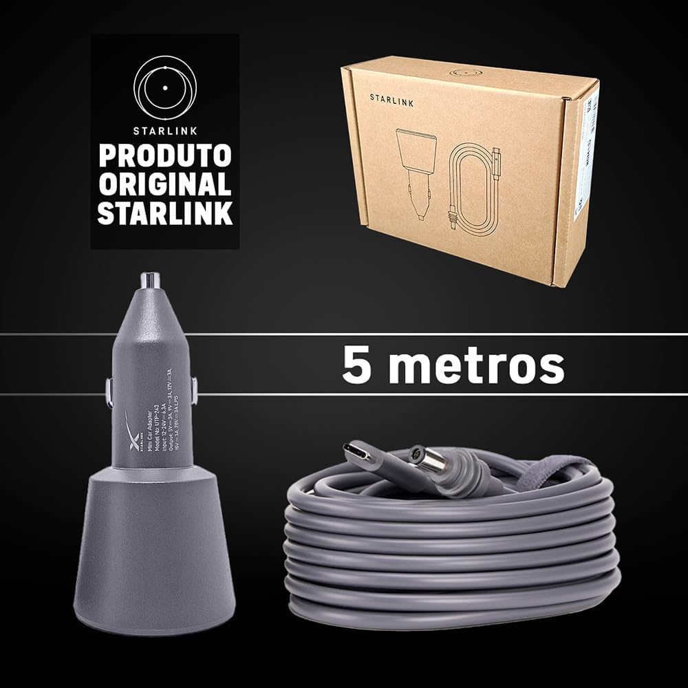 Starlink Mini Kit Adaptador Veicular E Cabo Usb-c Com 5m