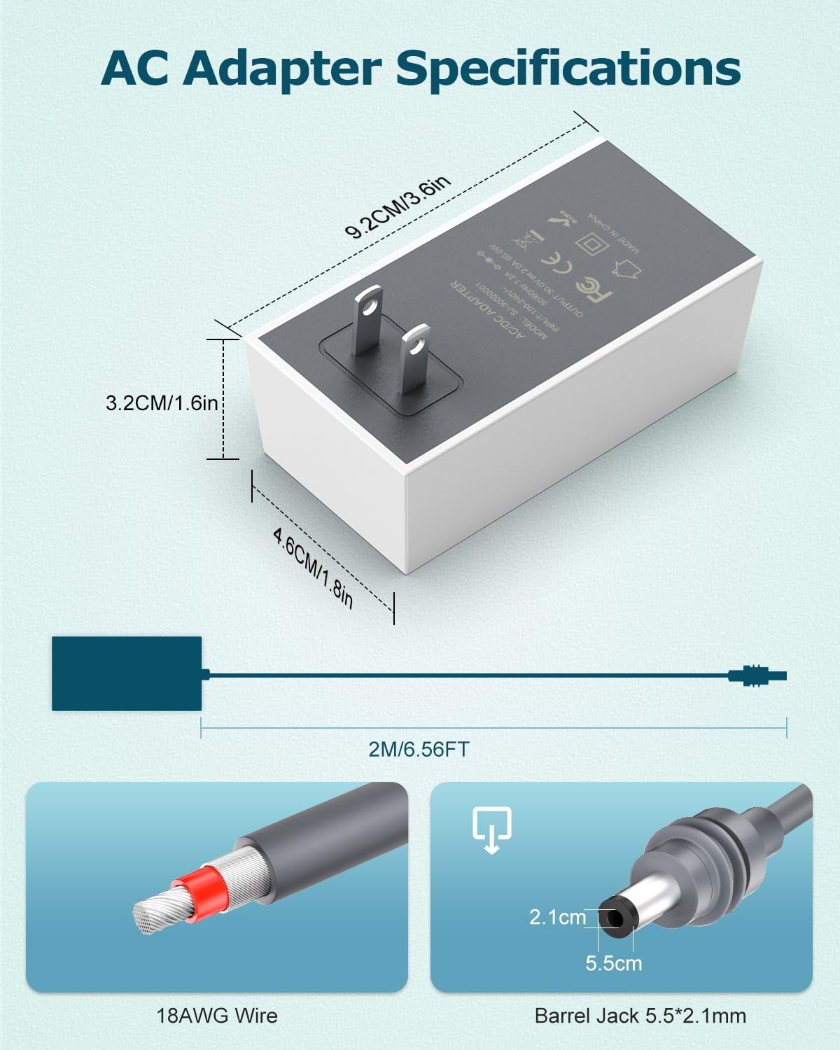Starlink Mini adaptador de fonte de alimentação 30V 2A 110V-240V AC para DC Chager adaptador para Starlink MINI 12V tomada de parede 60W carregador rápido à prova d'água, compatível com Star Link Mini