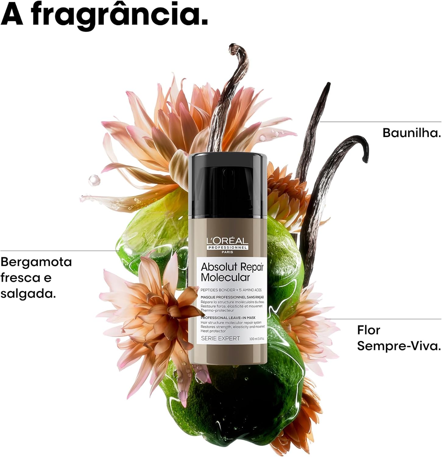 Leave-in L'Oréal Professionnel Absolut Repair Molecular, Repara e Restaura, Proteção Térmica, 100ml