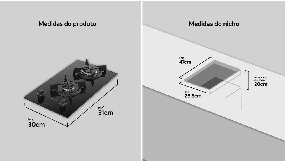 Cooktop 2 Bocas com Mesa de Vidro Dako Supreme Bivolt