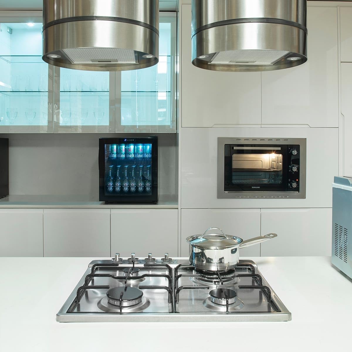 SUGGAR COOKTOP A GÁS 4 BOCAS MESA EM AÇO INOX TRIPLA CHAMA LATERAL BIVOLT FG4134IX