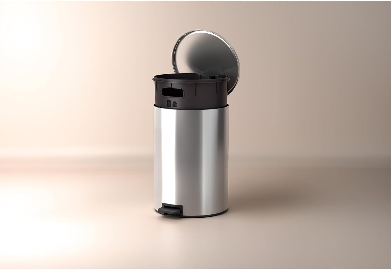 Lixeira com Pedal Tramontina Loop em Aço Inox com Acabamento Polido e Balde Interno 20 L