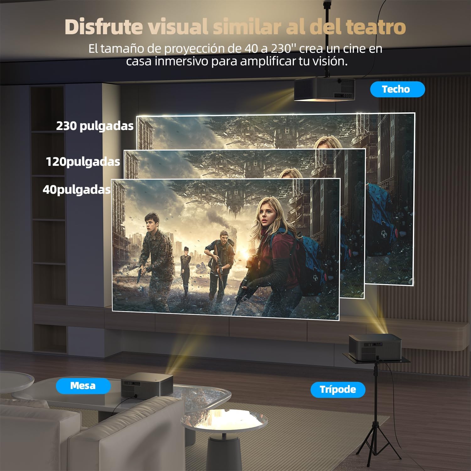 Projetor Full HD 4K 1080P 1000 ANSI Netflix Oficial, Foco Automático, Android 13, Wi-Fi 6 Bluetooth 5.0, Cinema em Casa com Alto-Falante e Remoto, GOKOCO bettdow AC1071