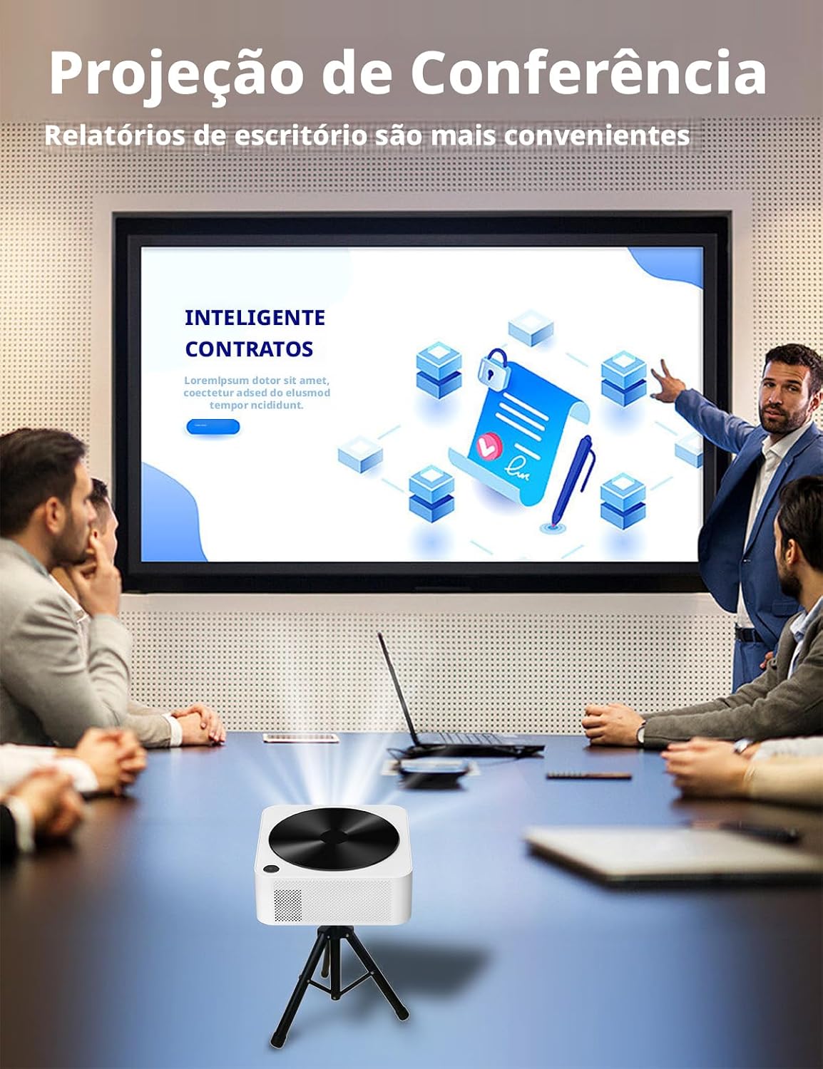 Projetor 4K 1080P Android 9.0 Projetor 12000 Lumens 5G WiFi BT5.0 Home Theater Autofoco Digital, Auto Correccao Trapezoide