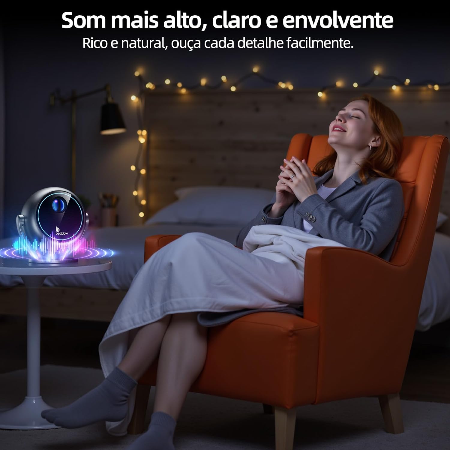 [Foco elétrico]Bettdow Mini Projetor Portatil 360° Tv Android/ios 4k 1080p 9000 Lumens